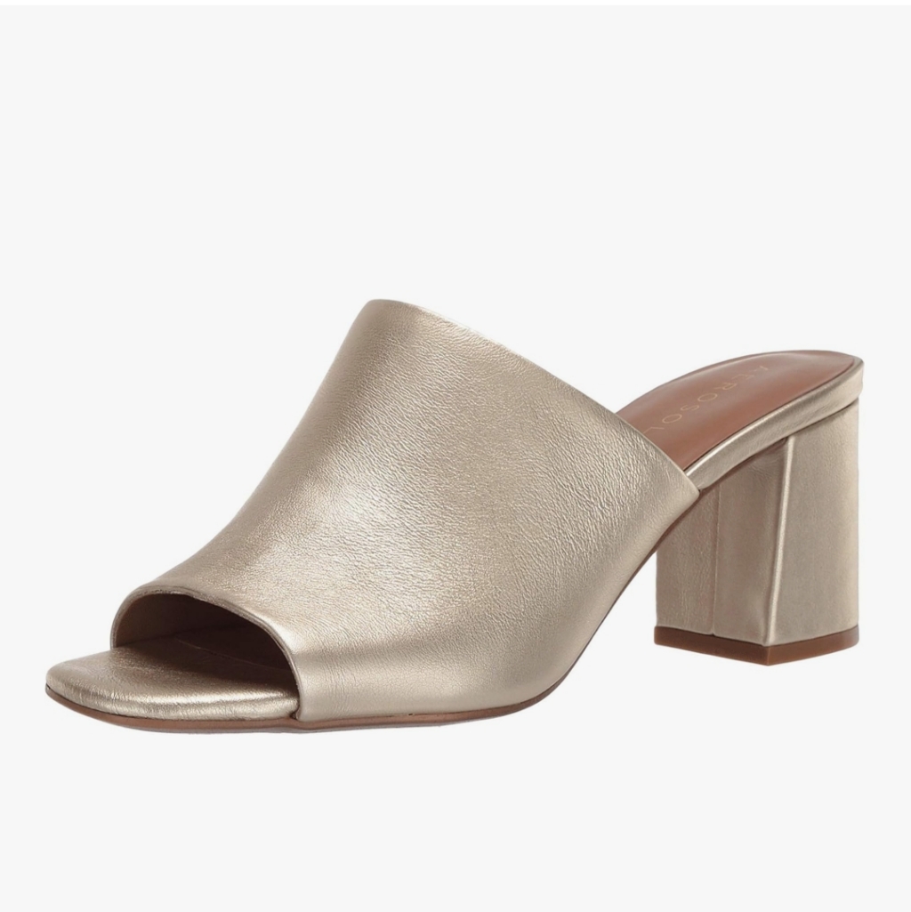 Aerosoles Women's Metallic Gold Mules, Size 9.5, Heeled Comfort Technology